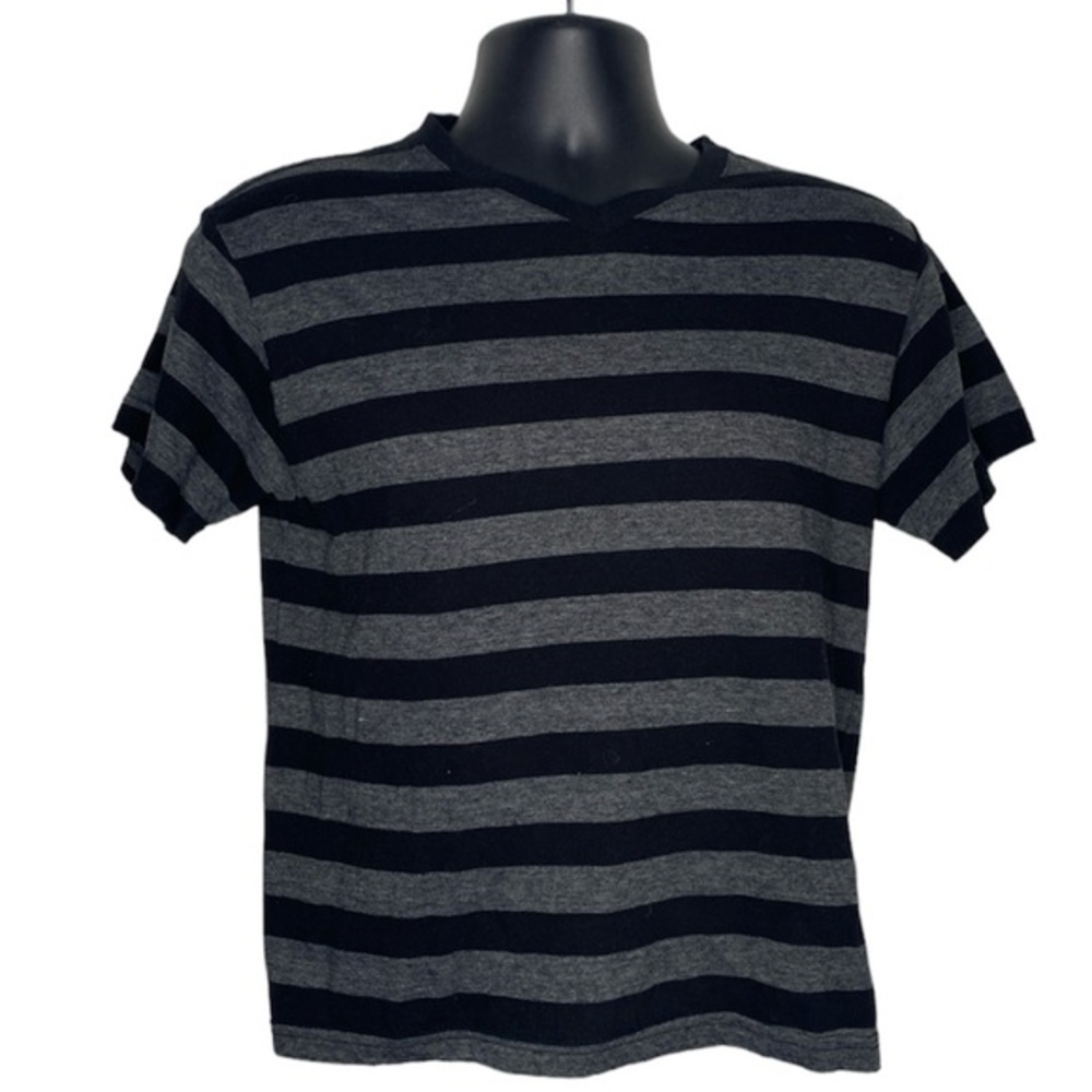 Canyon River Blues Classic Striped Shallow V-Neck Tee (Size:L, Color:Black/Gray)